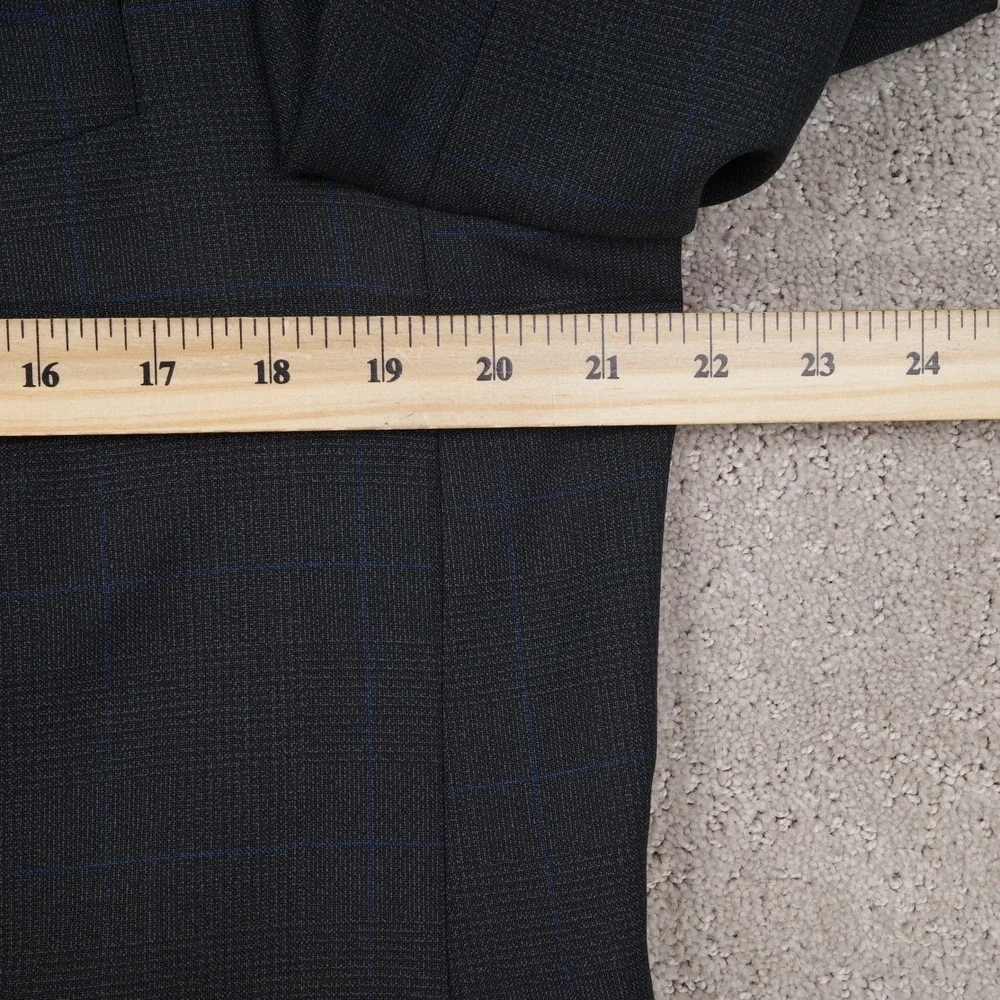 Ralph Lauren Suit Men 40T 36W 32L Black Blue Windowpane Plaid‎ 3 Button Wool VTG